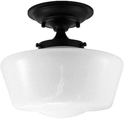 URBAN 33 F21616-50R Semi-Flush Opal Glass Schoolhouse Fixture, Black | Amazon (US)