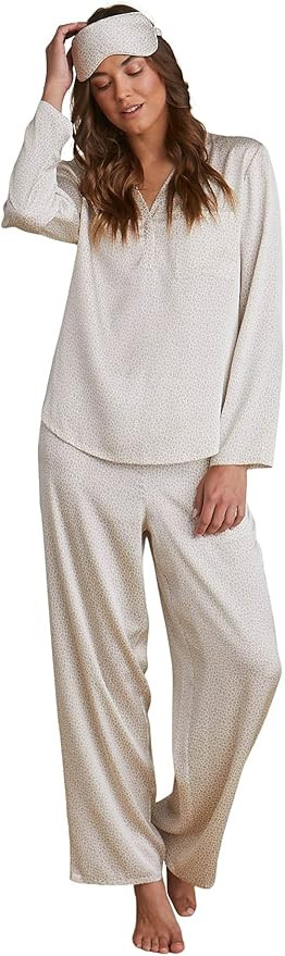 Barefoot Dreams Washed Satin Eyemask PJ Set, Luxe Satin Sleepwear with Sleep Mask, Cream Multi, a... | Amazon (US)