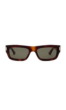 Saint Laurent Rectangular Sunglasses in Havana & Grey from Revolve.com | Revolve Clothing (Global)