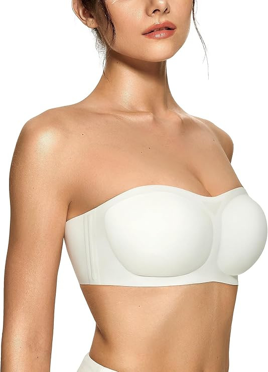 OEAK Womens Strapless Bras Jelly Push Up Bandeau Bra Non Slip Wireless Supportive Padded Bras Sea... | Amazon (US)