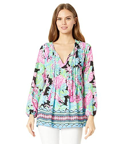Lilly Pulitzer Marilina Long Sleeve Tunic Onyx Jaguar Jungle Engineered XXS | Amazon (US)