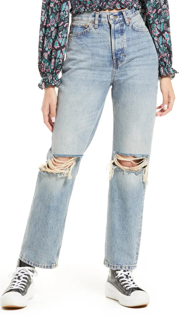 Ripped Straight Leg Dad Jeans | Nordstrom