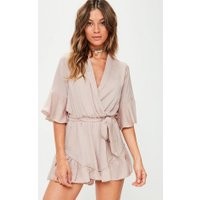 Pink Kimono Playsuit, Pink | Missguided (UK & IE)