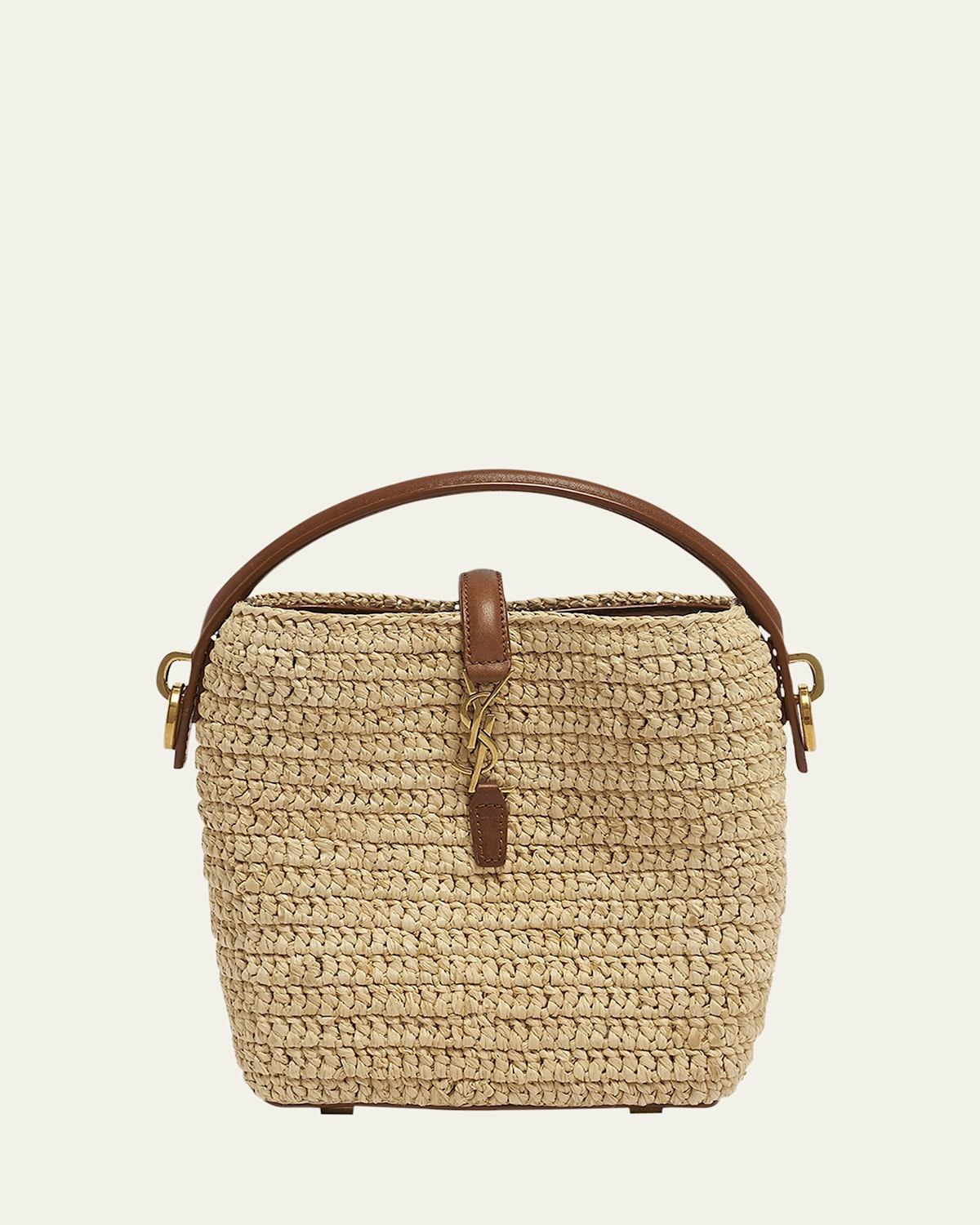 Le 37 Mini YSL Bucket Bag in Raffia and Leather | Bergdorf Goodman
