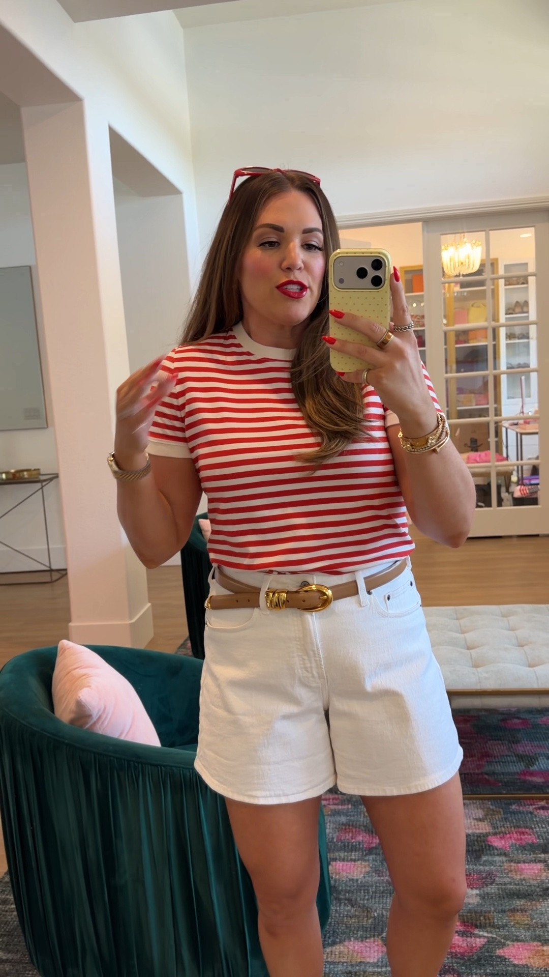 curvy midsize memorial day red and white look! wearing size large in red and white striped tee and size 30 in white denim shorts

#LTKSeasonal #LTKMidsize