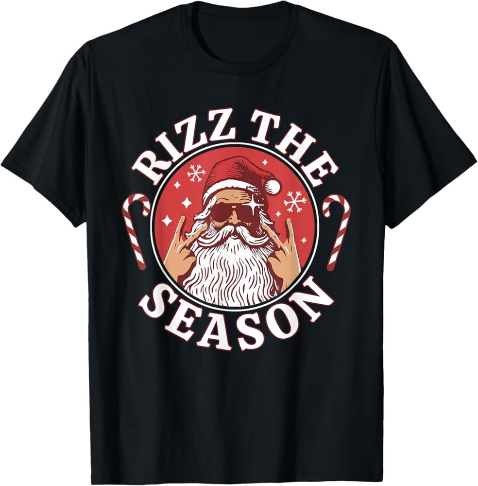 Punk Rock Retro Rizz The Season Funny Santa Clause Rizzler T-Shirt | Amazon (US)