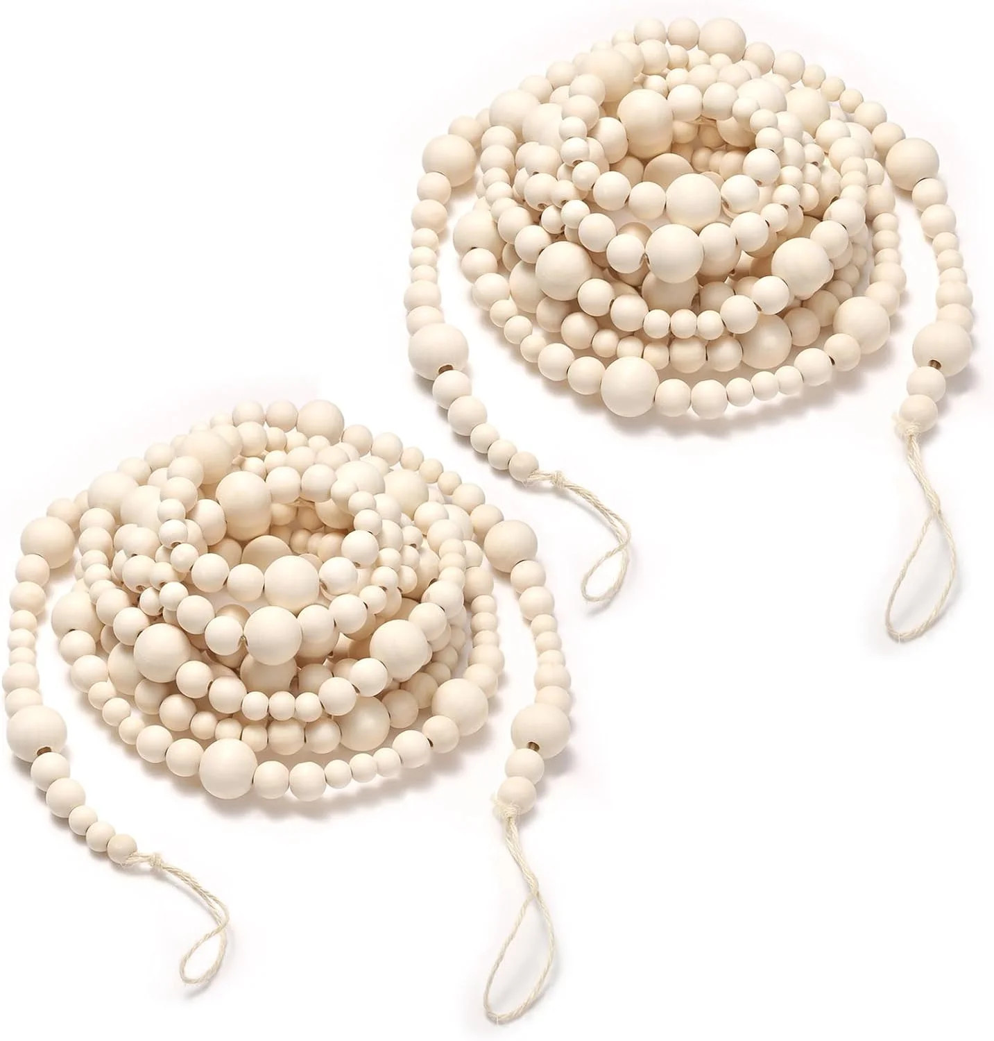 Naler Christmas Natural Wooden Bead Garland,2 Pieces Prayer Beads for Boho Farmhouse Xmas Tree Pa... | Walmart (US)
