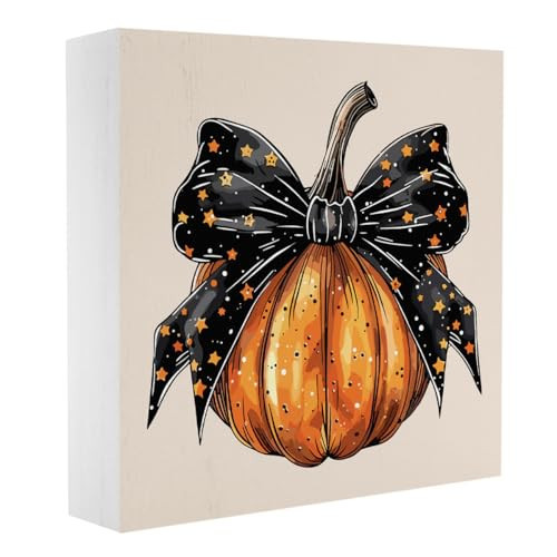 Halloween Fall Decor Cute Fall Decorations for Home Office Spooky Vibes Autumn Pumpkin Decor Funny Autumn Decorations for Desk Table 5 x 5 inches | Amazon (US)