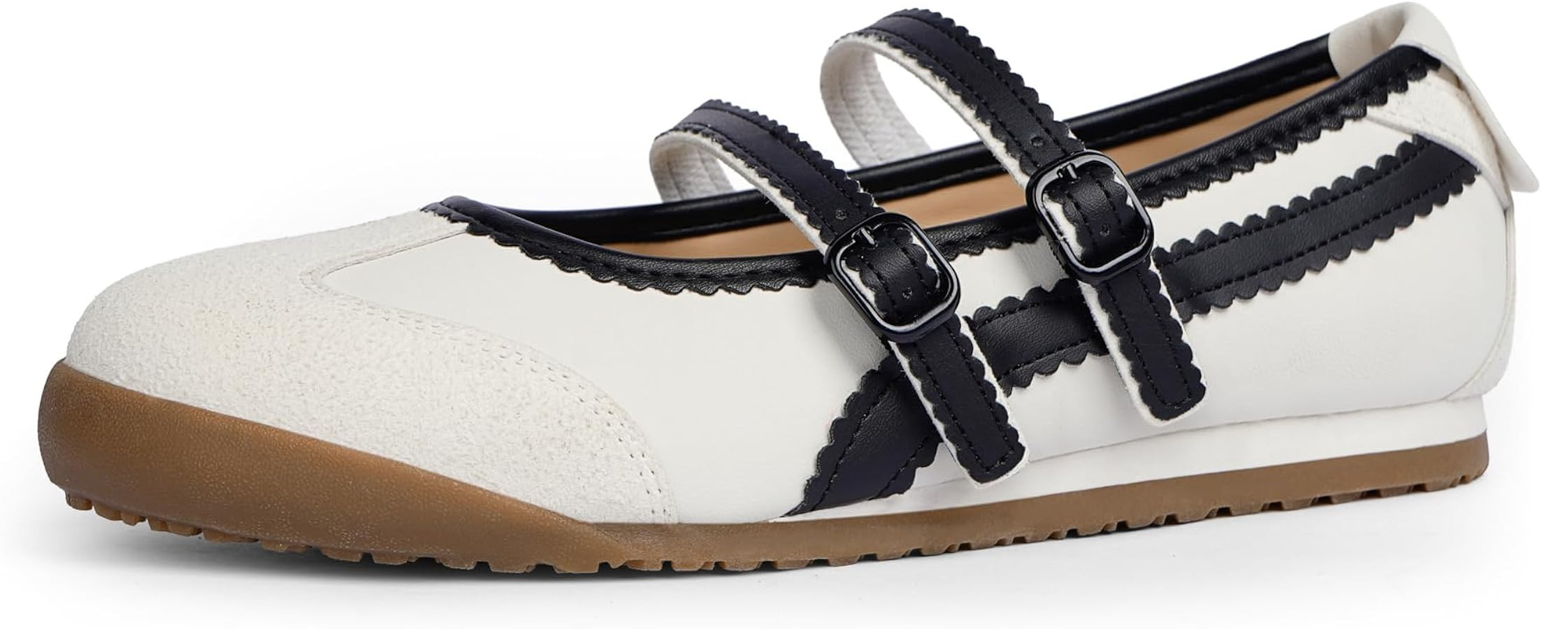 Tigeridea Mary Jane Sneakers Two Strap Rounded Toe Ballet Flats for Women | Amazon (US)