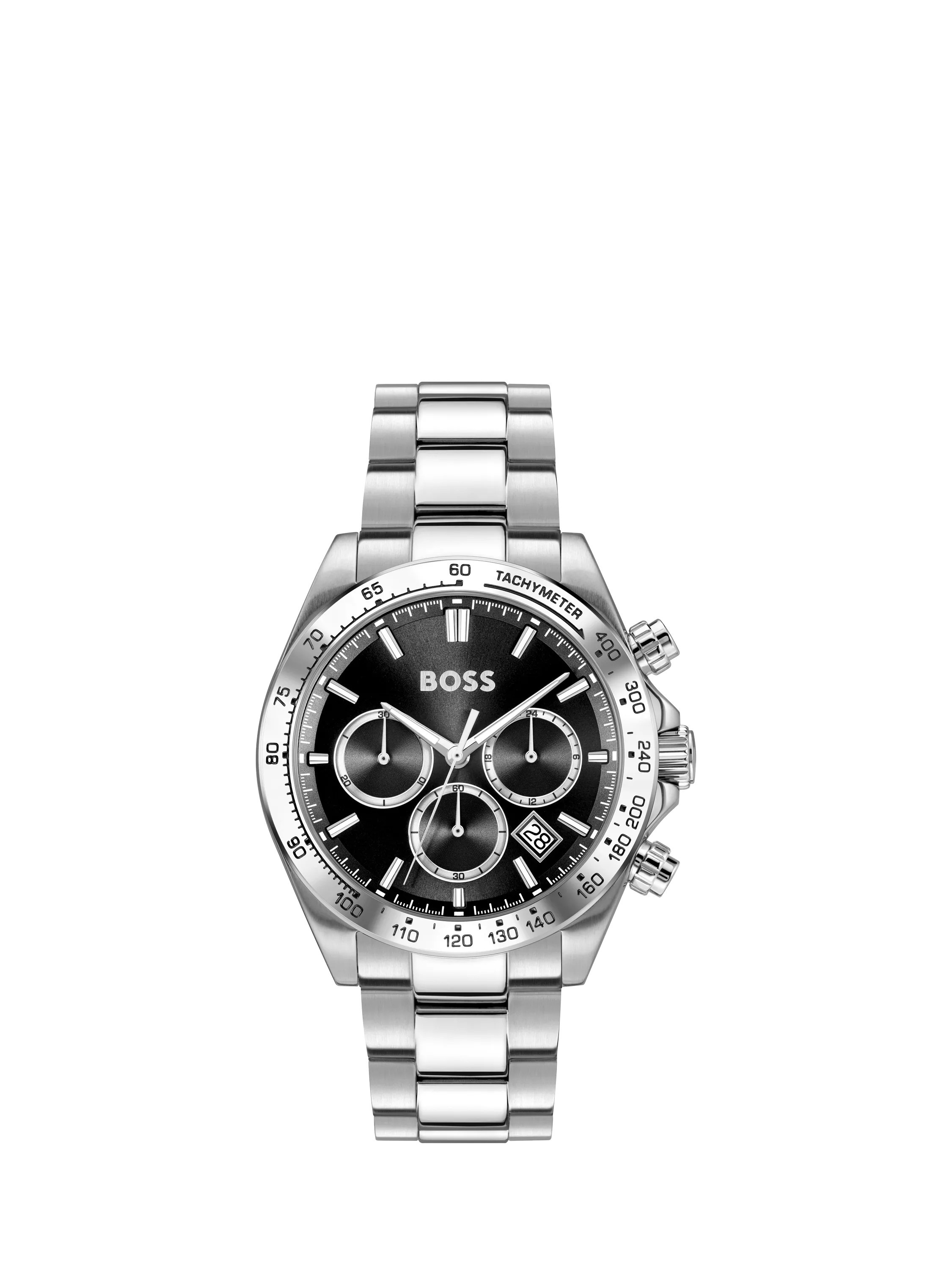 HUGO BOSS 1514267 Men's Chronograph Bracelet Strap Watch, Silver | John Lewis (UK)
