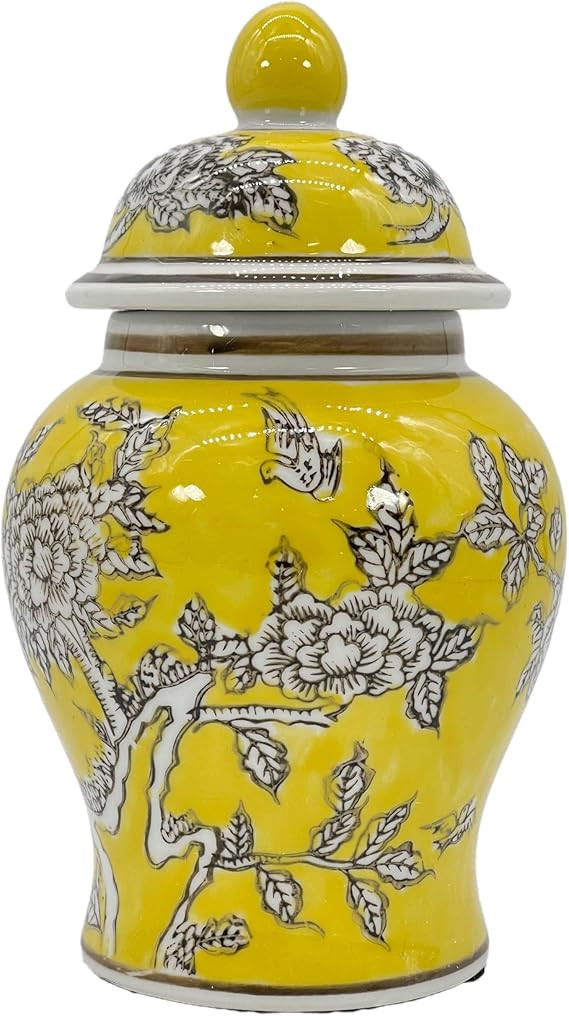 8" Ceramic Ginger Jar w/Lid - Classic Chinese Style Porcelain Jar Tea Storage for Home Decor Deco... | Amazon (US)