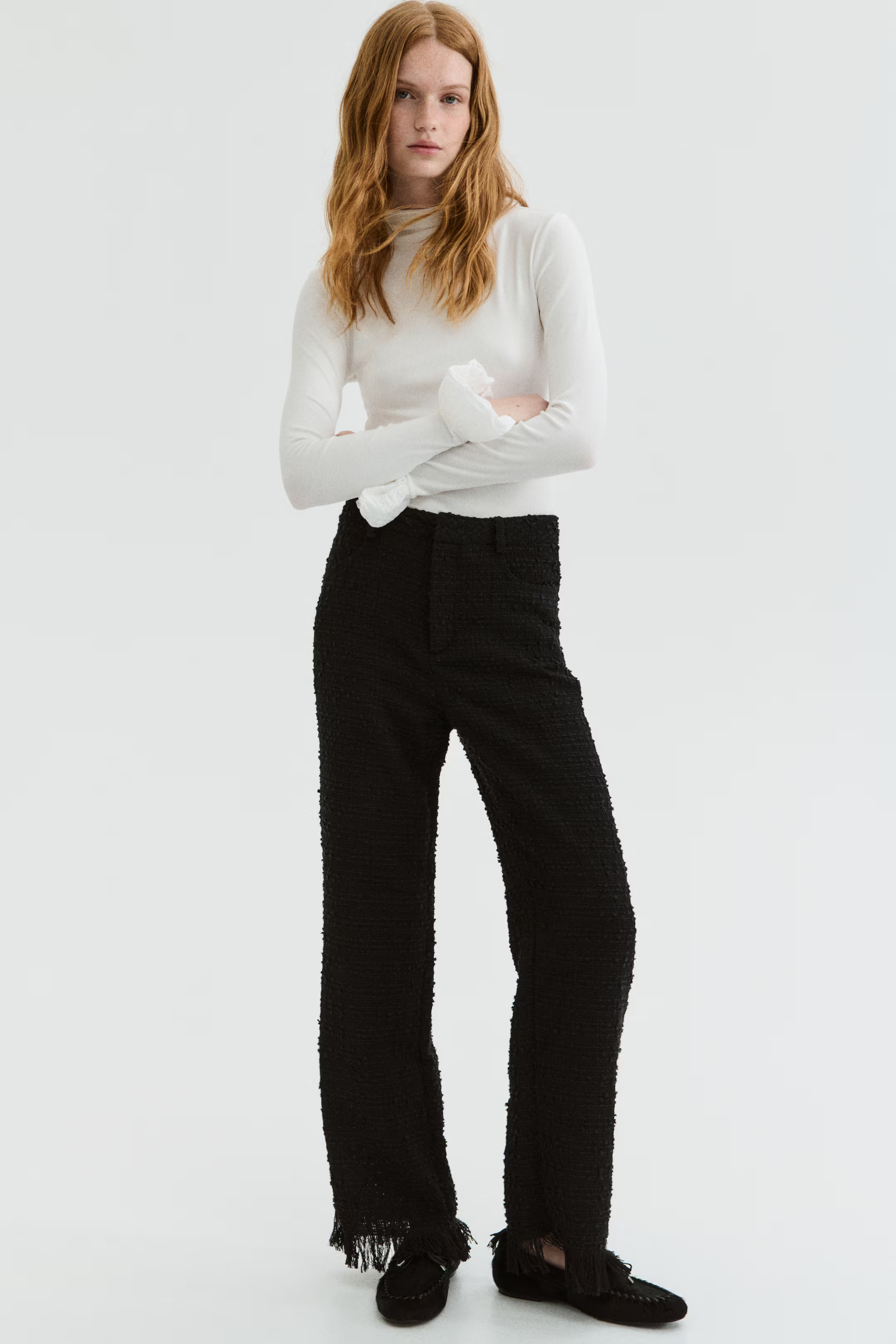 Textured Pants - Black - Ladies | H&M US | H&M (US + CA)