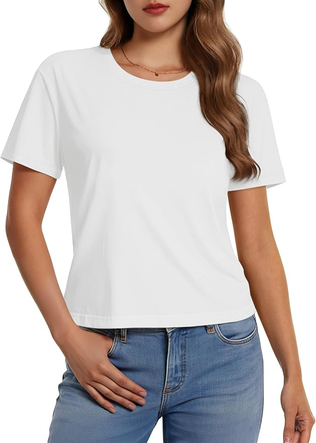 MAGCOMSEN Womens Crop Tops Basic Summer Cropped T-Shirts Loose Fit Cotton Short Sleeve UPF 50+ Bo... | Amazon (US)
