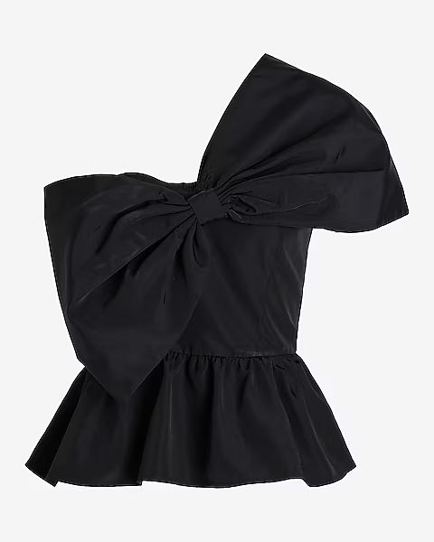 One Shoulder Bow Front Peplum Top | Express