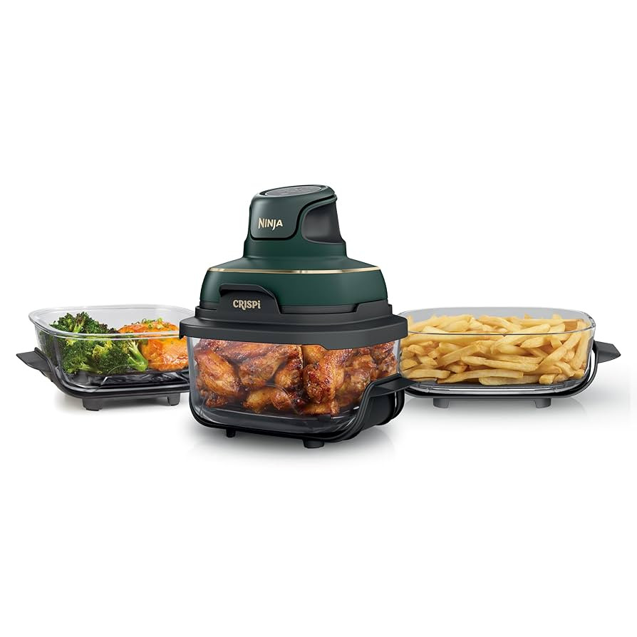 Ninja Crispi 5-in-1 Portable Glass Air Fryer, 4-QT, 2.5-QT & 6-Cup Glass Containers with Crisper ... | Amazon (US)