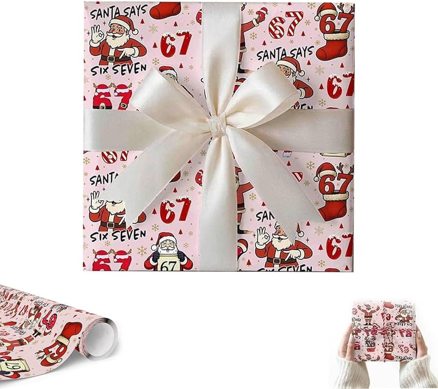 5PCS 67 Christmas Wrapping Paper, 67 Meme christmas Gift Wrap, Santa 67Meme GiftWrap, Unique Six ... | Amazon (US)