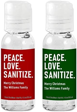 Peace Love Sanitize Christmas Holiday Hand Sanitizer, Personalized Hand Sanitizer, Custom Hand Sanit | Amazon (US)