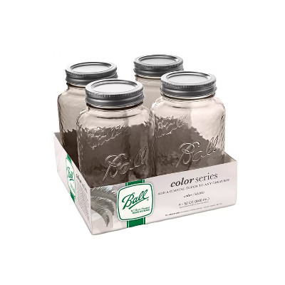 Ball 32oz 4pk Glass Regular Mouth Mason Color Jar with Lid and Band Sand | Target