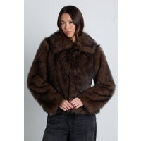 boohoo Women's Vintage Look Faux Fur Jacket in Light Brown | Size: 10 | Plastic | boohoo (US & Canada)