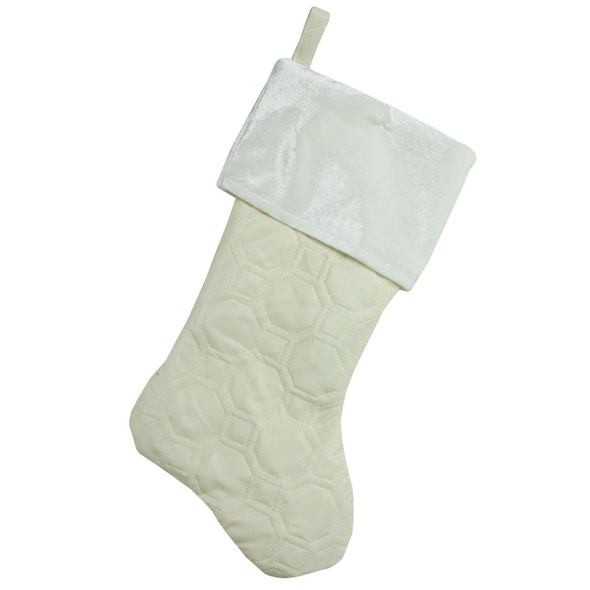 Northlight 18" Cream White Quilted Christmas Stocking with a Velvet Cuff | Target