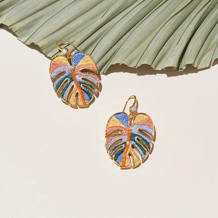 Mini Palmer Dangle Earrings Orange Blue | Mignonne Gavigan