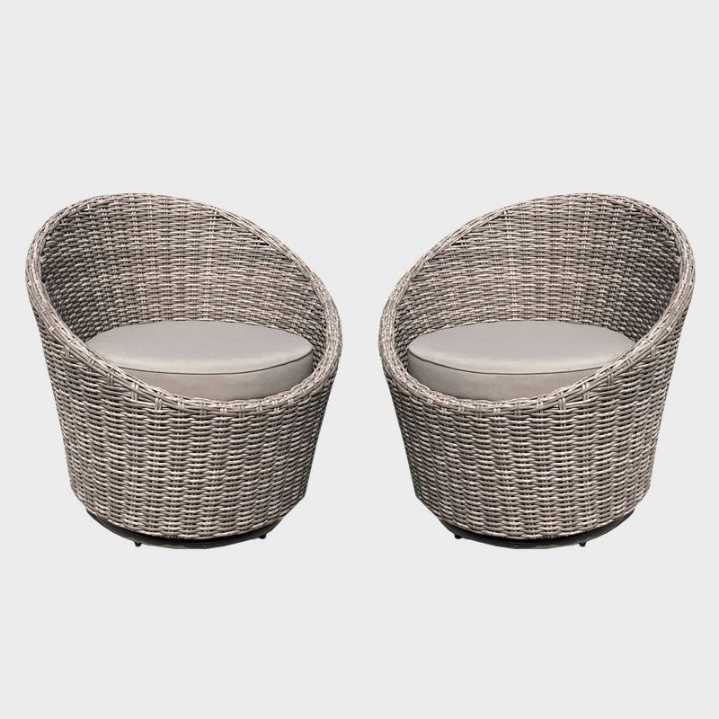 Claire 2pc Wicker Swivel Chair - Gray - Leisure Made | Target