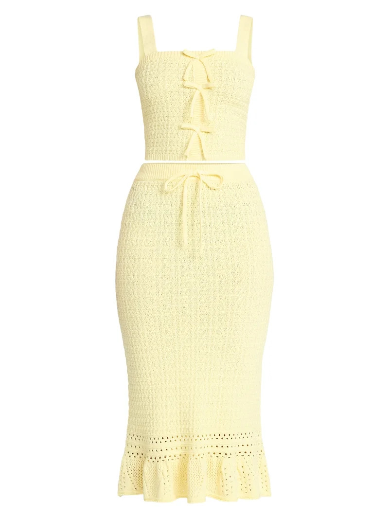 Madden NYC Women's Crochet Tank Top and Skirt Set, 2-Piece, Sizes XXS-XXL | Walmart (US)