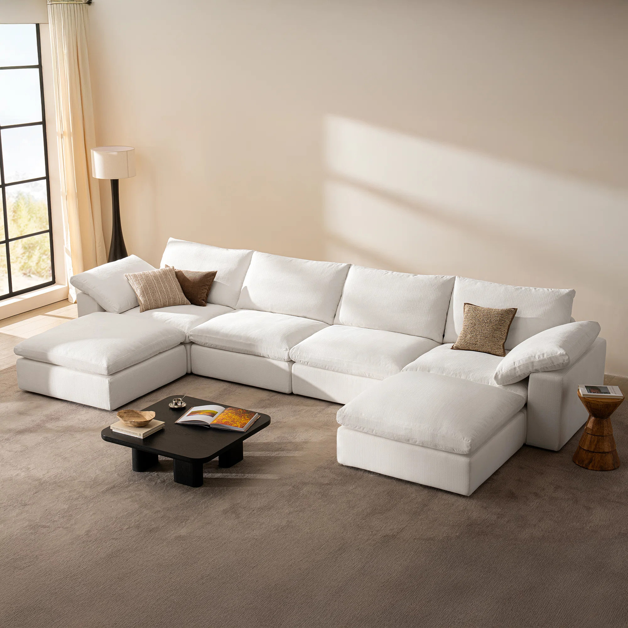 141.7" Cloud Couch Oversized Modular Sectional Sofa For Living Room , 4 Seater With 2 Ottomans St... | Wayfair North America