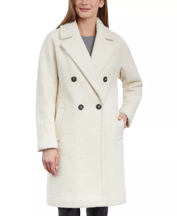 Women's Double-Breasted Bouclé Walker Coat | Macy's