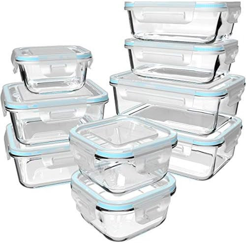 18 Piece Glass Food Storage Containers with Lids, Glass Meal Prep Containers, Glass Containers fo... | Amazon (US)