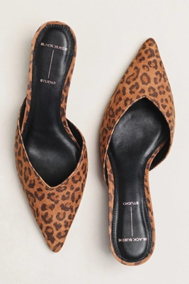 Black Suede Studio Sofia 35 Kitten-Heel Mules | Anthropologie (US)