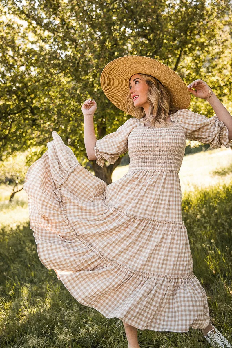 Tan 2025 gingham dress