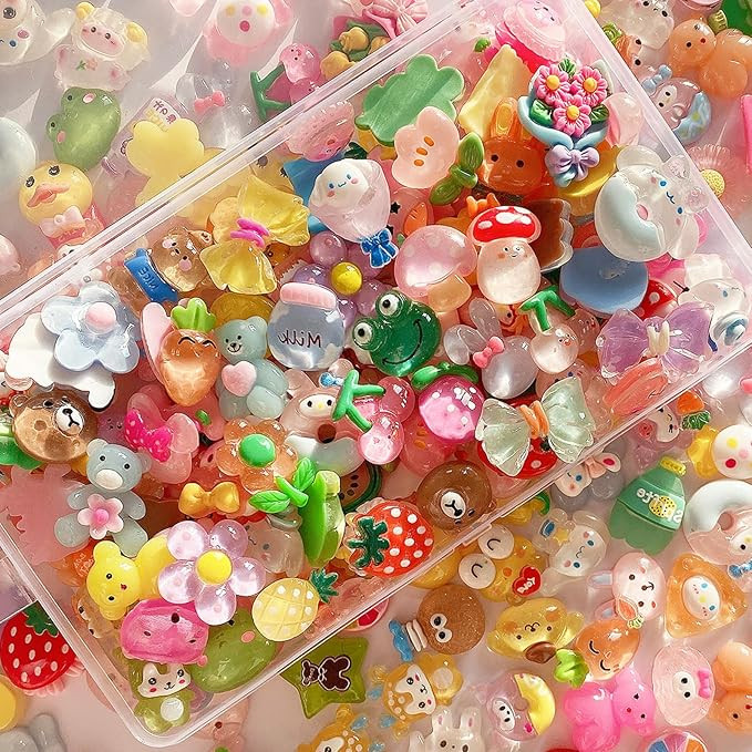 60pcs Slime Charms Cute Set, Bulk Mixed Resin Charms Set Ornament Scrapbooking | Amazon (US)