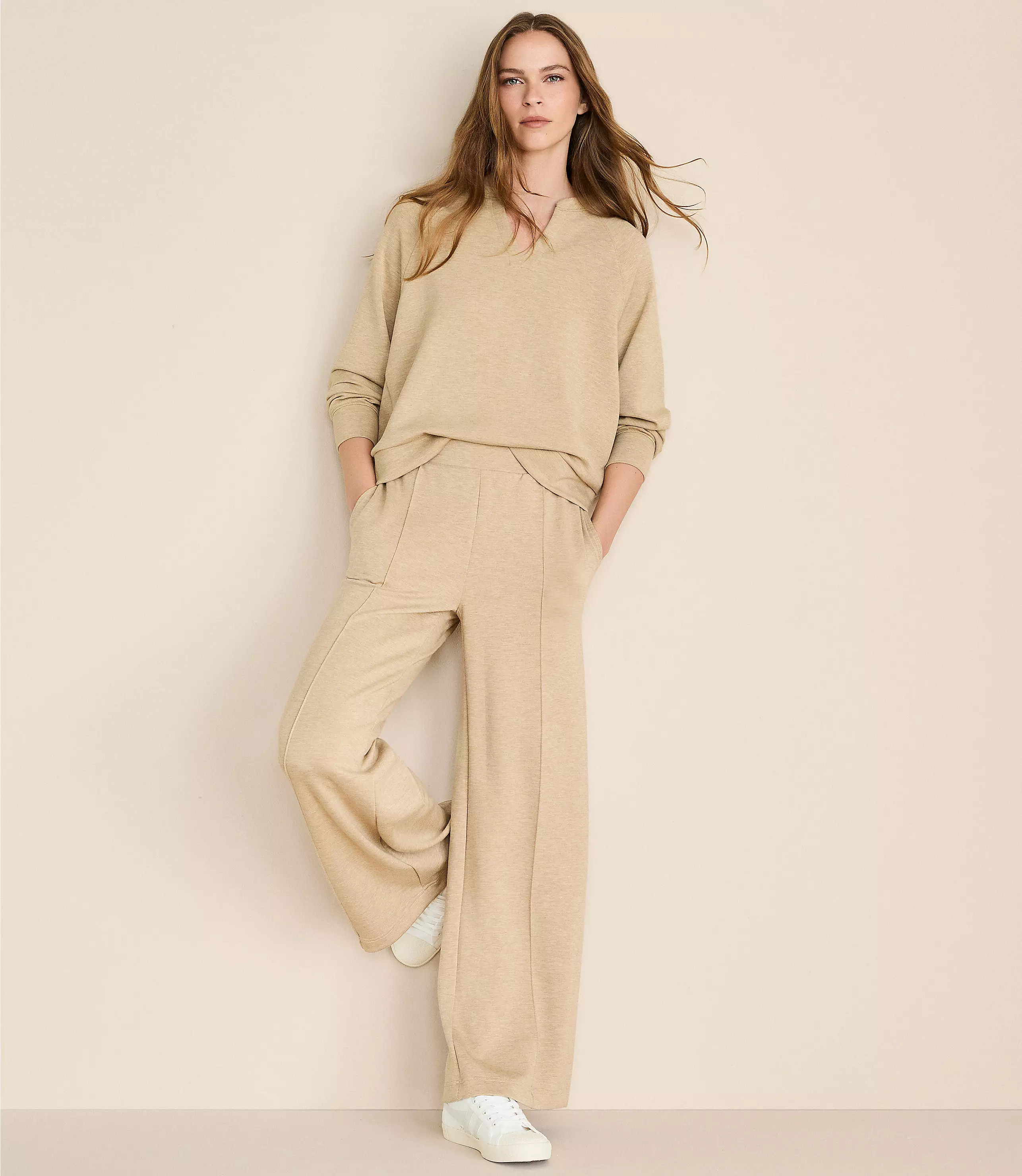 Lou & Grey Scubasoft Pintucked Wide Leg Pants | LOFT