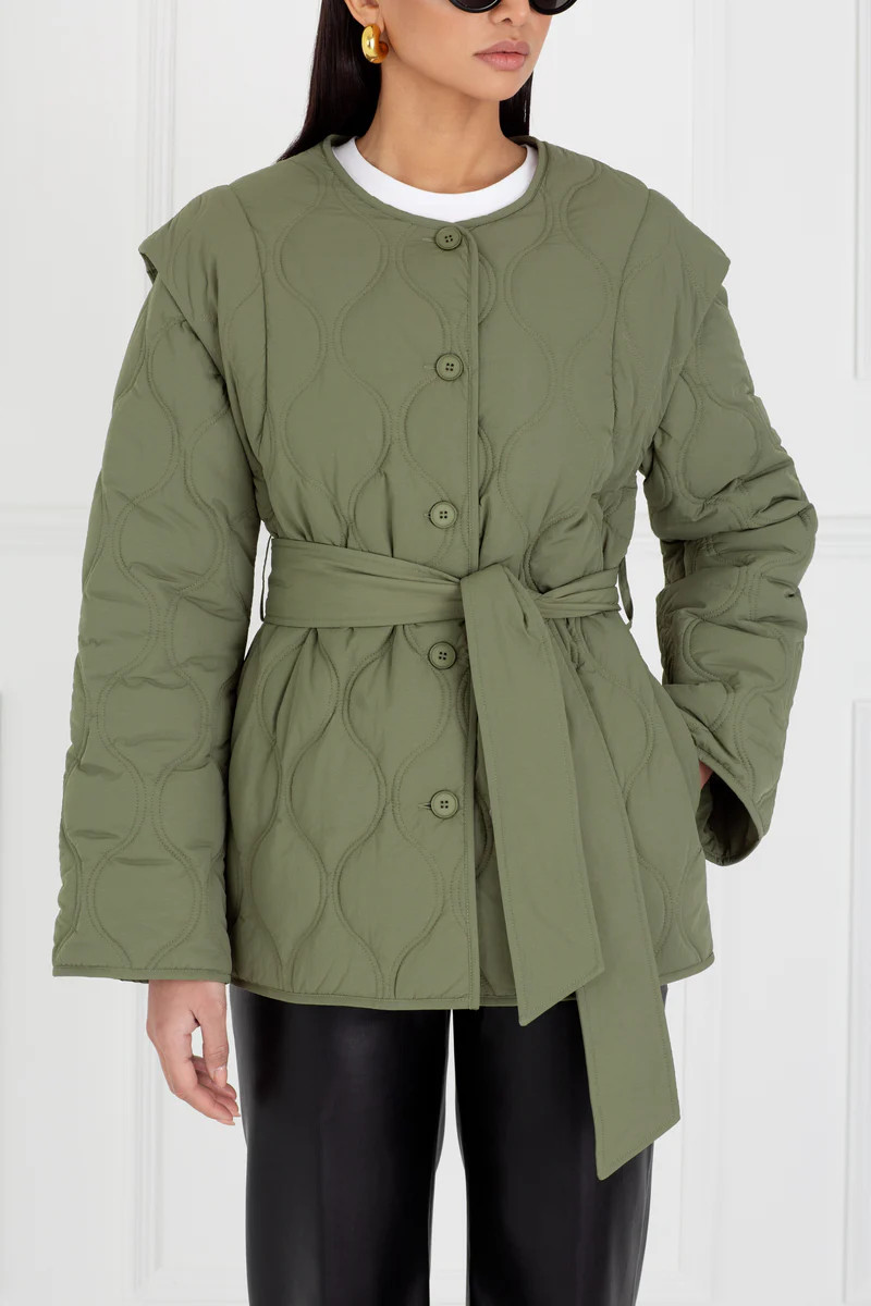 The Nicola | Quilted Gilet Jacket Khaki | Sinead Keary