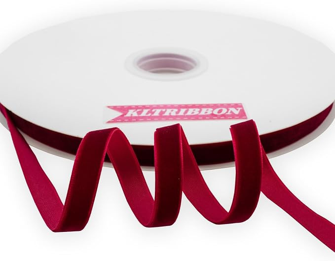 Nylon Single Face Velvet Ribbon,3/8 Inch X 25 Yards Spool (Hot Red) | Amazon (US)