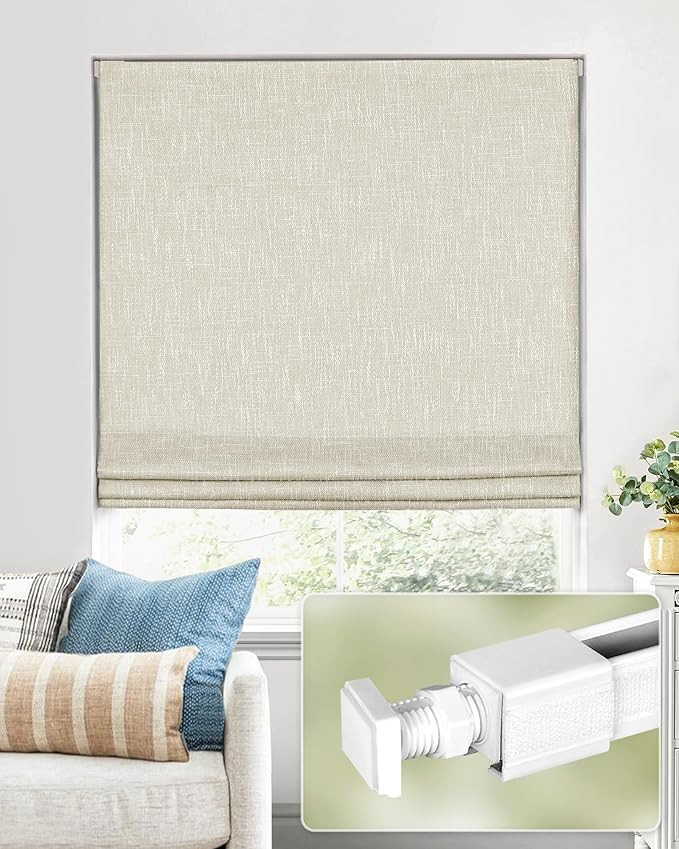 No Tools No Drill Cordless Roman Shades for Indoor Windows 100% Blackout, for Window Size 27" W ... | Amazon (US)
