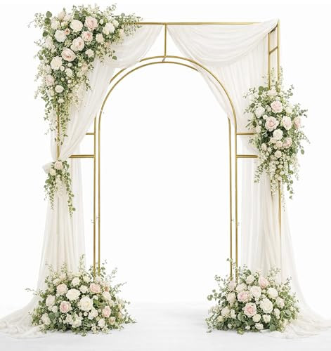 3D Metal Wedding Arch Frame, Gold Square 3D Backdrop Stand for Wedding Ceremony, Reception, Engag... | Amazon (US)