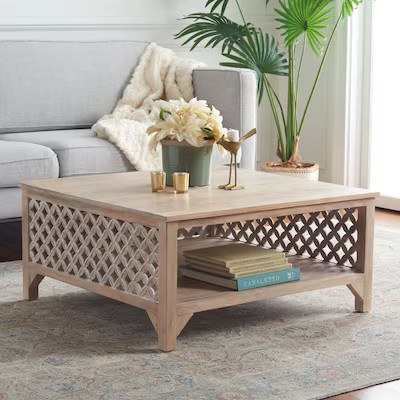 Safavieh Coffee Table Lacquer Coating MDF Farmhouse Coffee Table with Storage | Lowe's