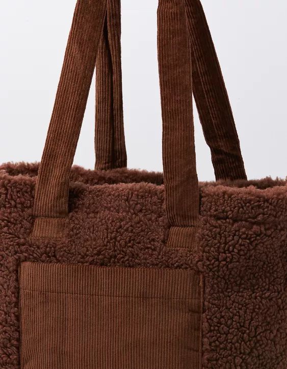 AEO Cozy Corduroy Sherpa Tote Bag | American Eagle Outfitters (US & CA)