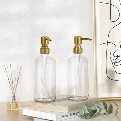 Soap Dispenser,Glass Soap Dispenser With Pump Stainless Steel, 17OZ Gold Hand Soap Dispenser, Clear Soap Dispenser Bathroom, Dish Soap Dispenser Kitch | Wayfair North America