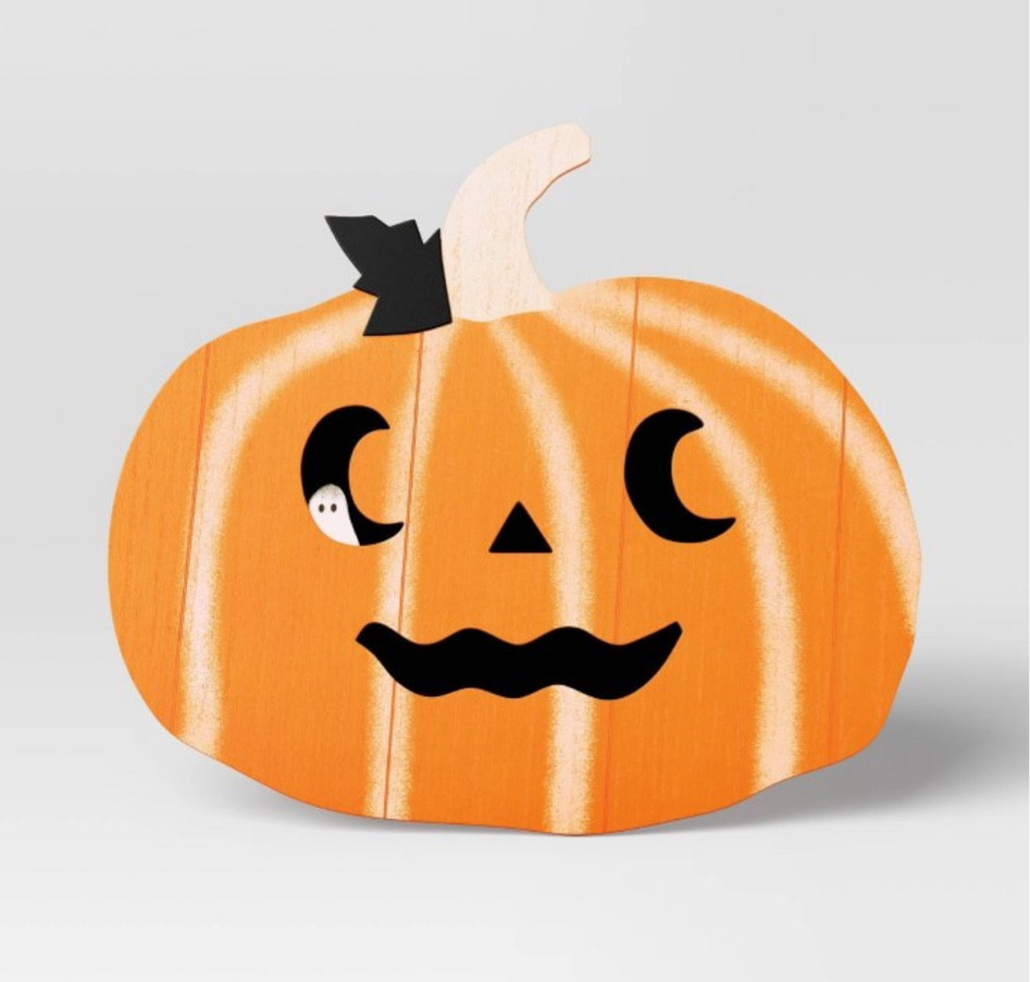 Wooden Pumpkin Halloween sign


•	Orange pumpkin with stripes and black features
•	MDF construction
•	Easel back and jute cord loop for versatile display
•	18in H
•	Sheltered outdoor use

#LTKSeasonal #LTKHome