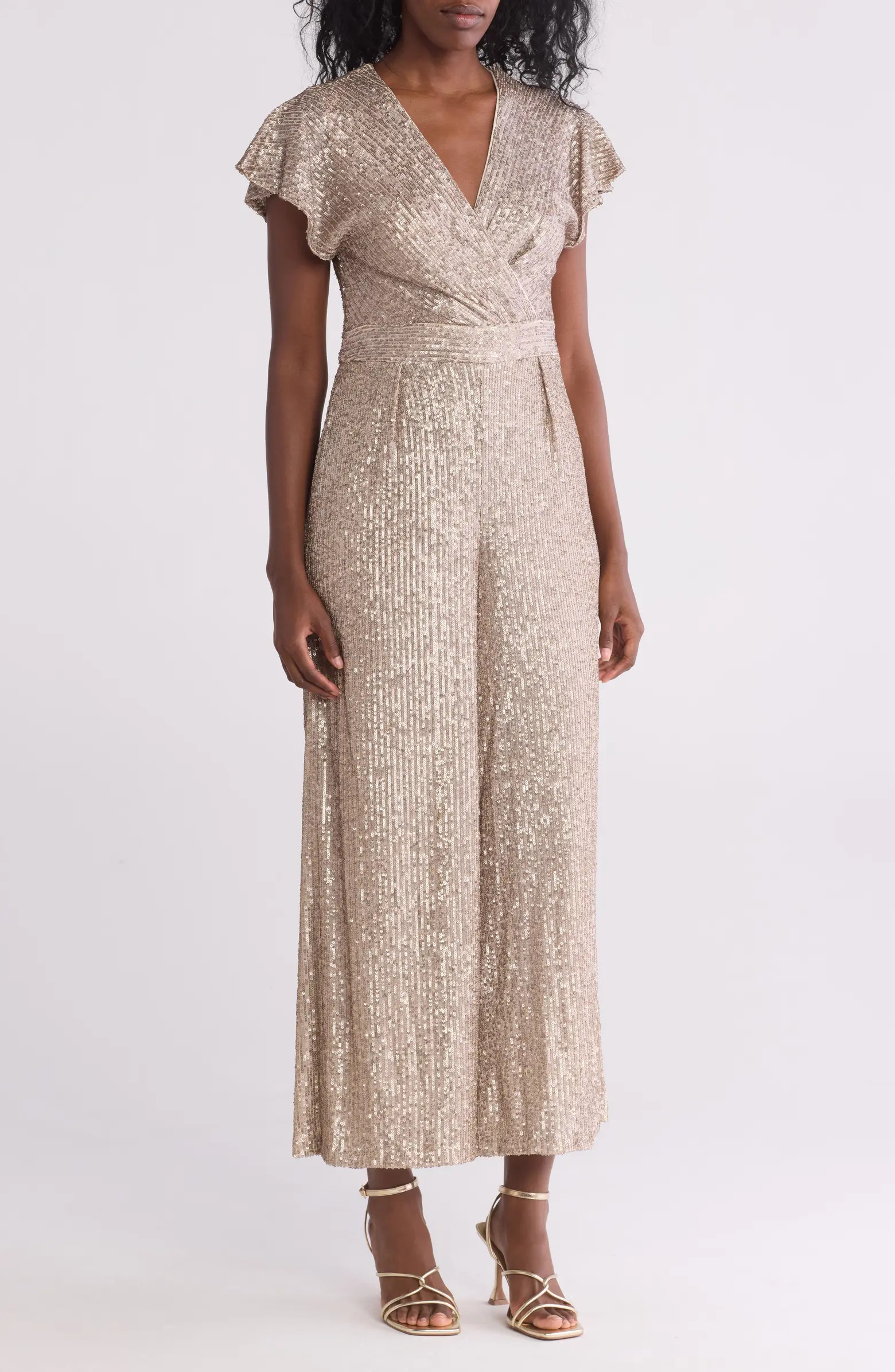 Eliza J Sequin Flutter Sleeve Jumpsuit | Nordstromrack | Nordstrom Rack