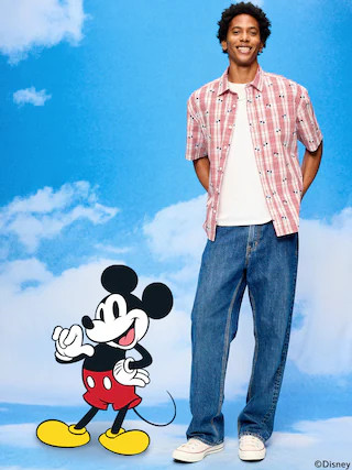 Old Navy x Disney Mickey Mouse Loose Fit Plaid Shirt for Men | Old Navy (US)