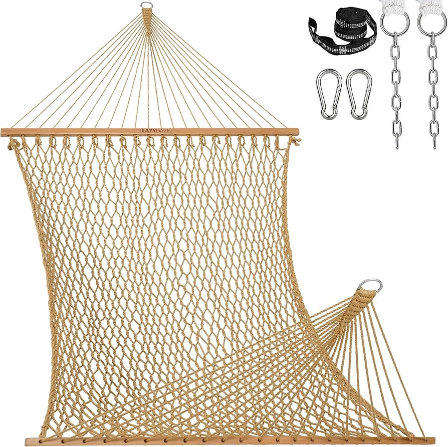 Lazy Daze Hammocks 13-FT Polyester Rope Hammock, Double 2 Person Traditional Hand Woven Outdoor H... | Amazon (US)
