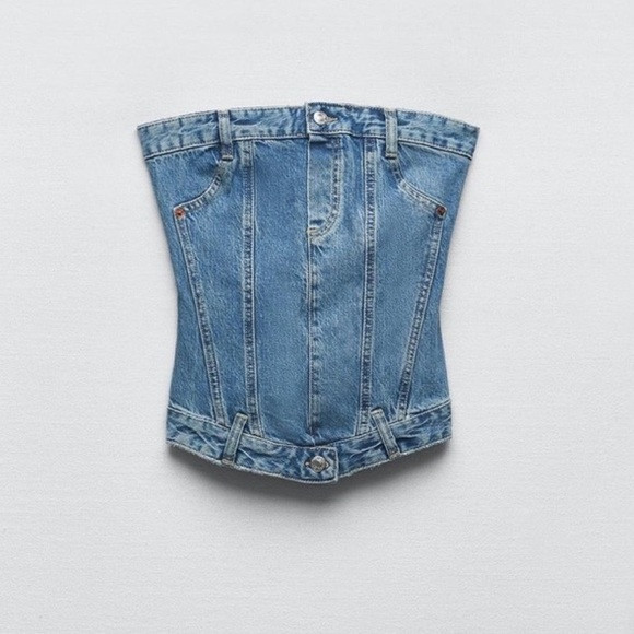 ZARA Corset Style Denim Top Trf | Poshmark