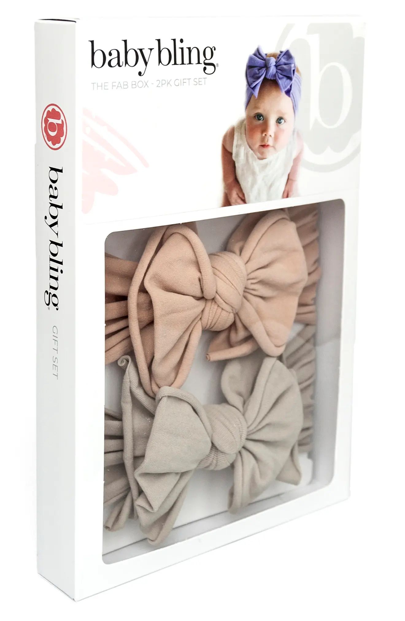 Baby Bling 2-Pack Bow Headbands in Blush/Mushroom at Nordstrom | Nordstrom
