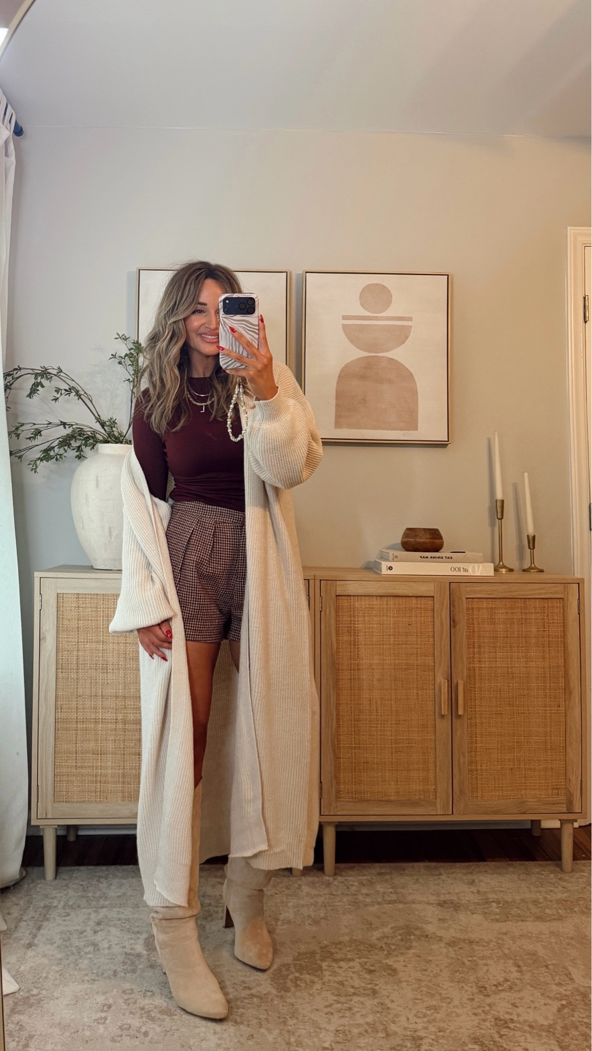40% off with LEANN40 if expired use code LEANN35 ✨ cream + burgundy for fall is so chic! love these pleated shorts with this cardigan! i’m in a size S in everything. fall outfit, vici haul, fall inspo @VICI

#LTKootd