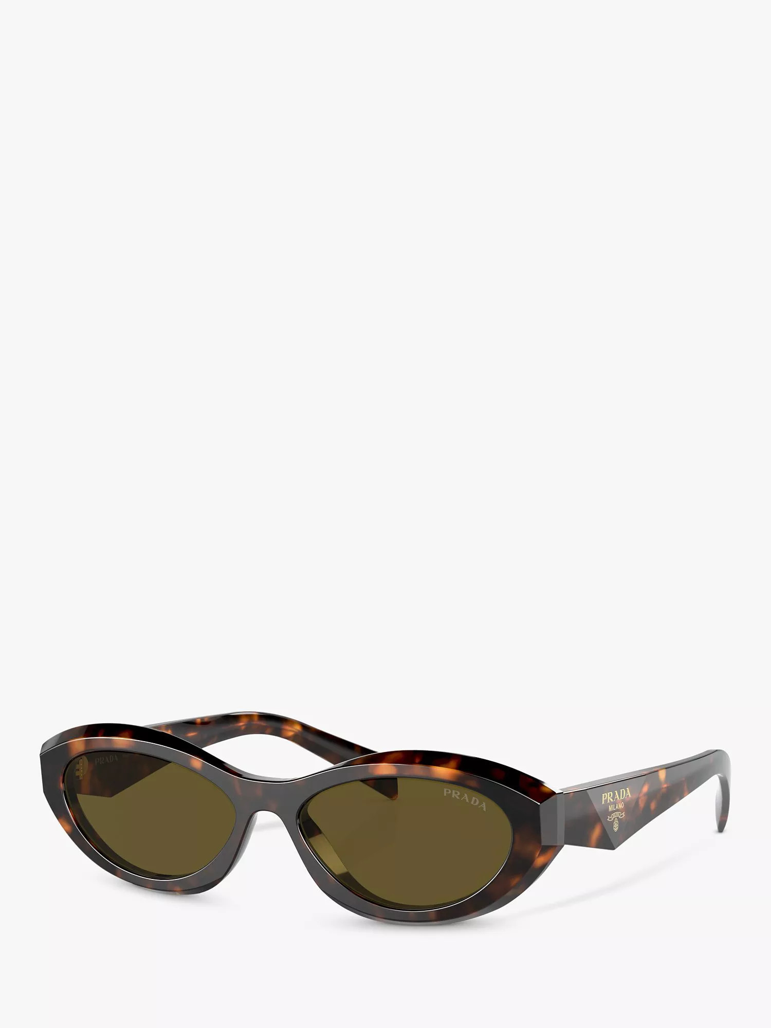 PradaPR 26ZS Women's Irregular Sunglasses, Honey Tortoise/Green | John Lewis (UK)