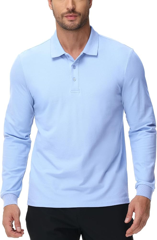 MIER Polo Shirts for Men Cotton Long Sleeve Golf Tennis Collared Shirt for Casual Work Travel, 3 ... | Amazon (US)